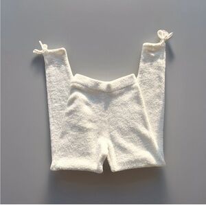 P’tula fuzzy plush knit chenille joggers pants white S